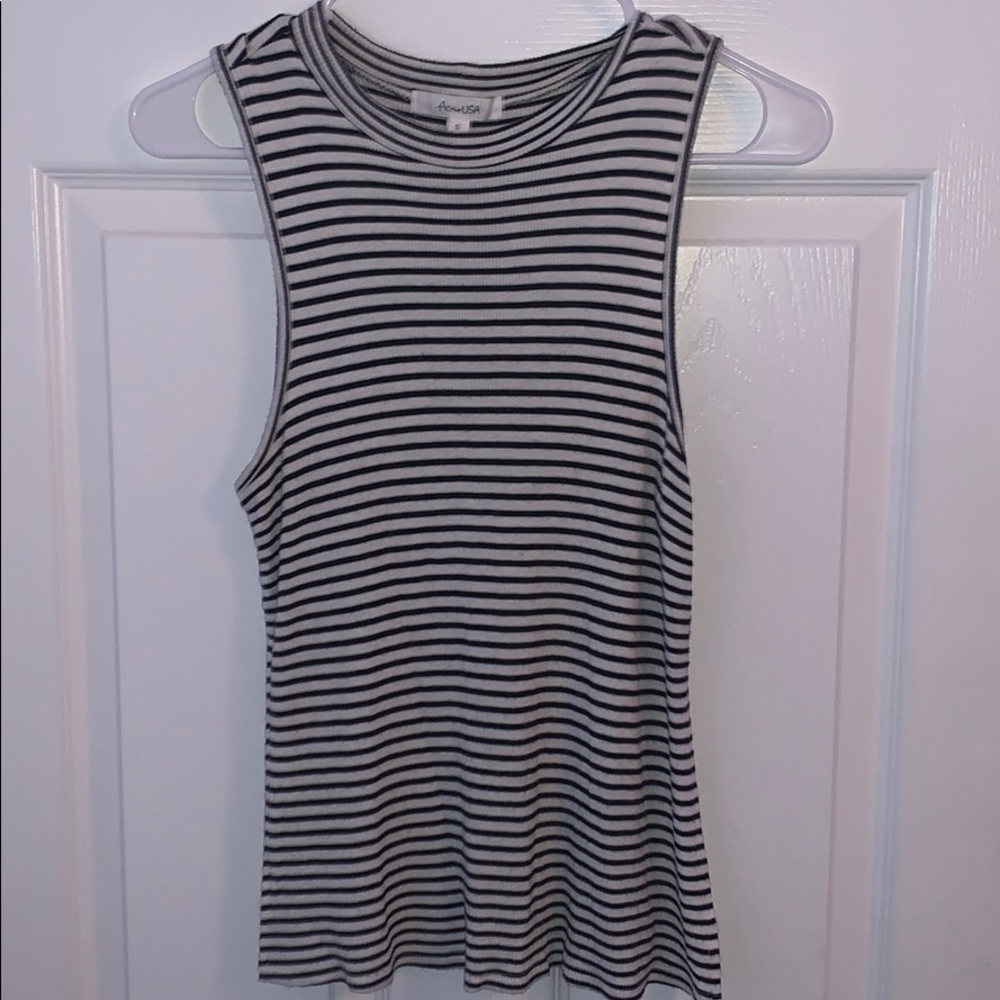 Striped high neck tank
